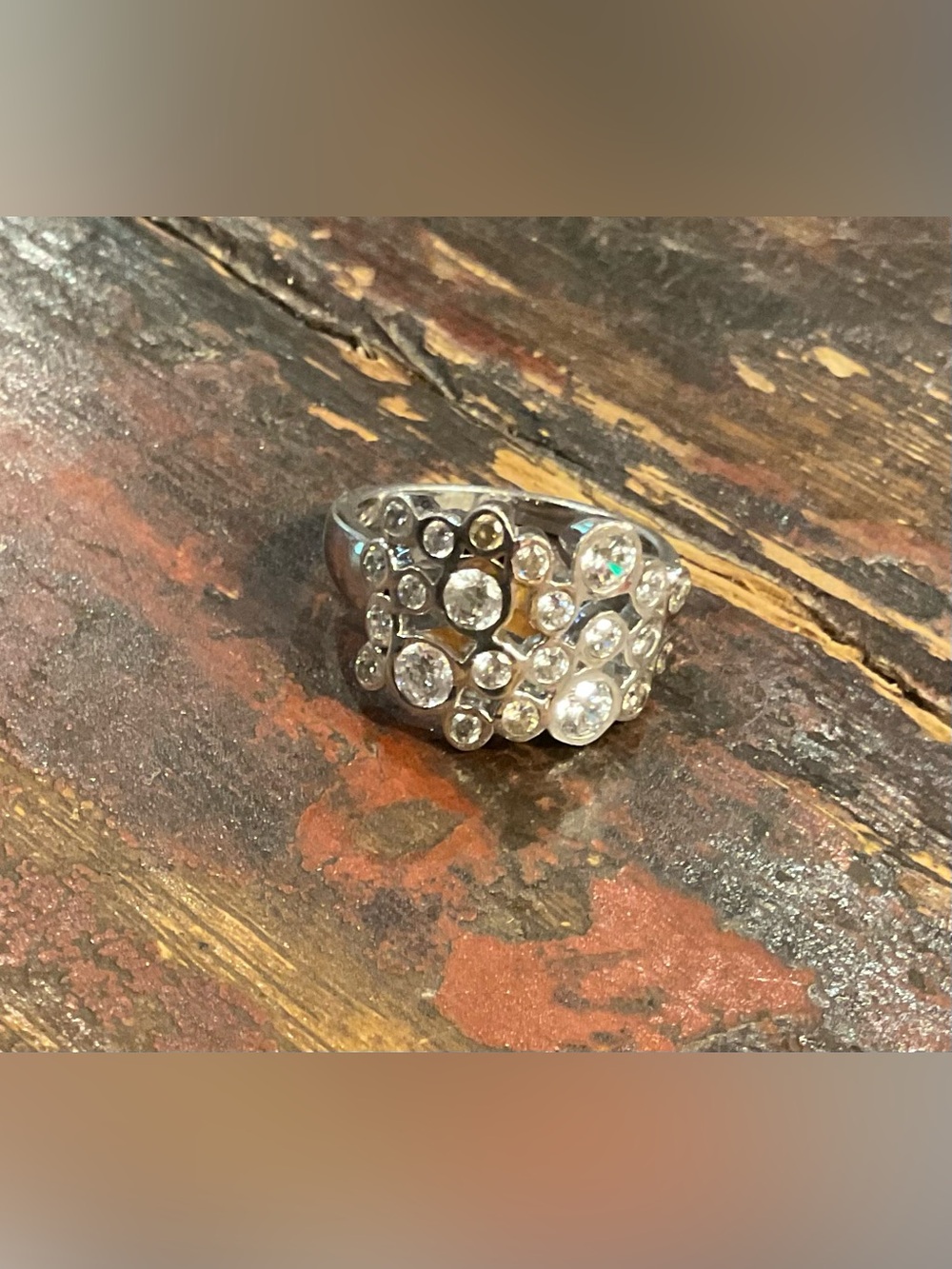 Custom 935 Sterling Silver CZ bubbles Statement Ring
